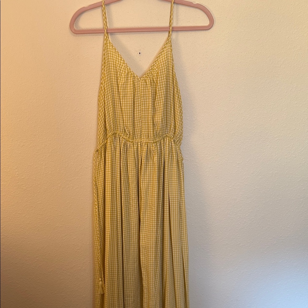 Mustard Seed Yellow Checkered Maxi Dress
